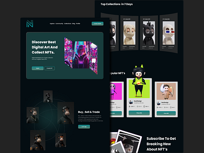 NFT Marketplace UI Design | Landing Page app design app ui designer nft nft website responsive design sketch ui uiux uiux design ux web design wireframe