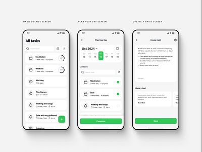 Mobile UI/UX design for iOS productivity app app branding dashboard design design graphic design illustration landing page design logo ui uiux web design