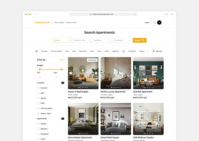 Search Apartment - Web airbnb apartment design real estate rent tech ui ui design ux ux design