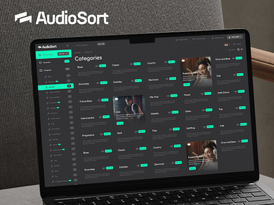 Audiosort audio dashboard design graphic design landing page logo ui uiux ux