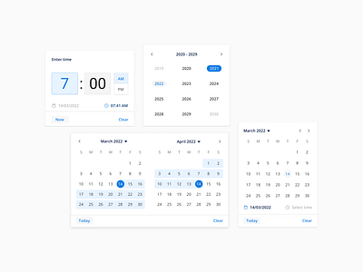 Calendar - Time picker calendar component daypicker designsystem figma productdesign timepicker timer ui uielement uikit