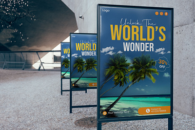 Travel Poster Design beach design explore poster poster design sea beach sky tourism travel travel art travel poster travel poster design unlock vintage travel poster visit water wonder world world explore world explore design