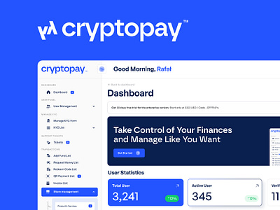 cryptopay - crypto dashboard design blue branding crypto dashboard design logo ui uiux ux