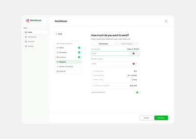 Cross Border Payment Flow design fintech ui ui design ux ux design