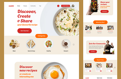 cookit: community-based recipe sharing website branding ui uiux. food.