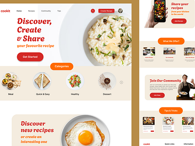 cookit: community-based recipe sharing website branding ui uiux. food.