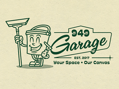 949 Garage 50s logo 949 garage branding california character flooring garage graphic design illustration logo logo design mascot retro logo vintage vintage logo