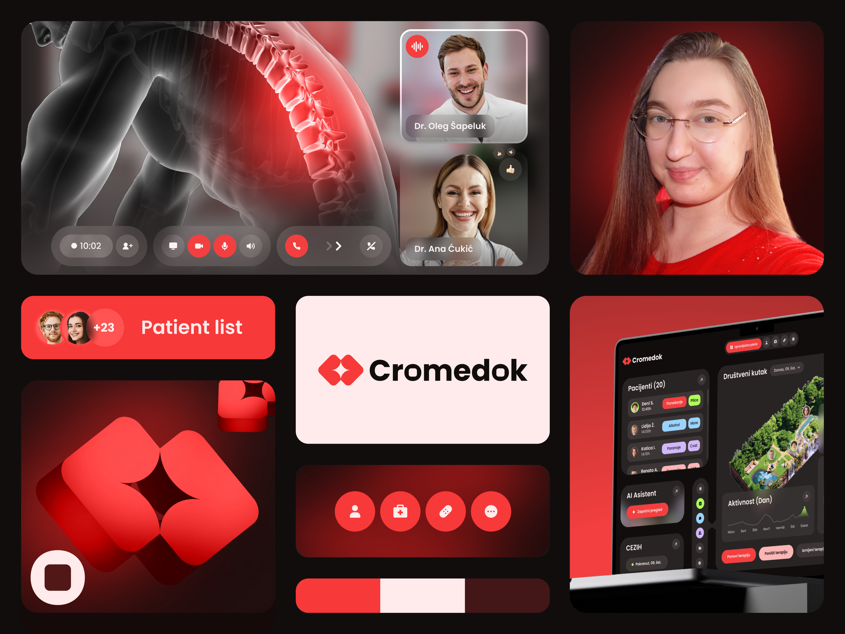 Brand Identity - Cromedok app branding croatia cromedok graphic design healthcare heart logo minimal mockup modern red saas ui ux web webapp
