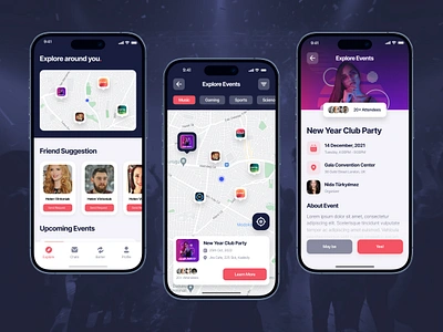 Event Sharing App app app design design event event app event sharing friends mobile mobile app mobile design party people product product design social media ui ui ux user experience user interface ux