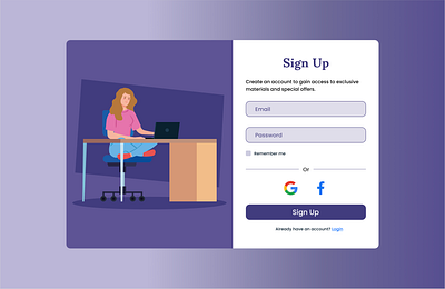 Sign Up page app dailyui design registration registrationform signup