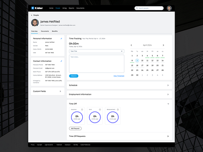 Employee profile dashboard employee profile enterprise erp time tracker use details web