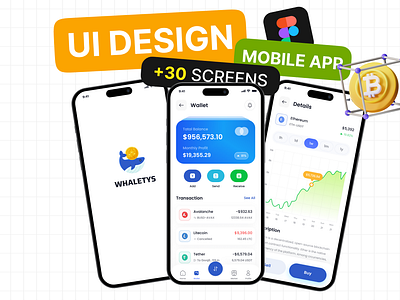 Crypto Wallet Mobile App UI-UX Design for StartUp app branding design graphic design illustration logo typography ui ux vector