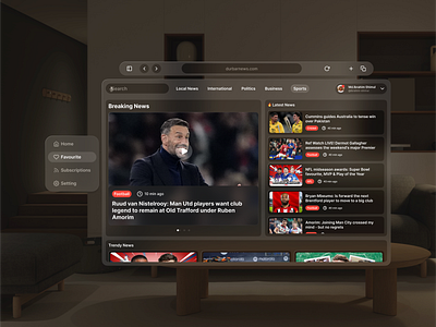 Modern News Portal With Spatial UI design spatialui ui uidesign user interface ux visionos visionpro