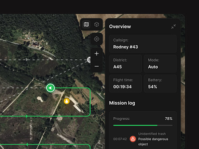 EcoWatch - Drone Forest Monitor darkmode dashboard drone forest map tool ui ux web app