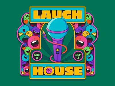 TikTok LIVE Laugh House comedy funny graphic design green illustration laugh laughter mic microphone smiley face tiktok typography vector