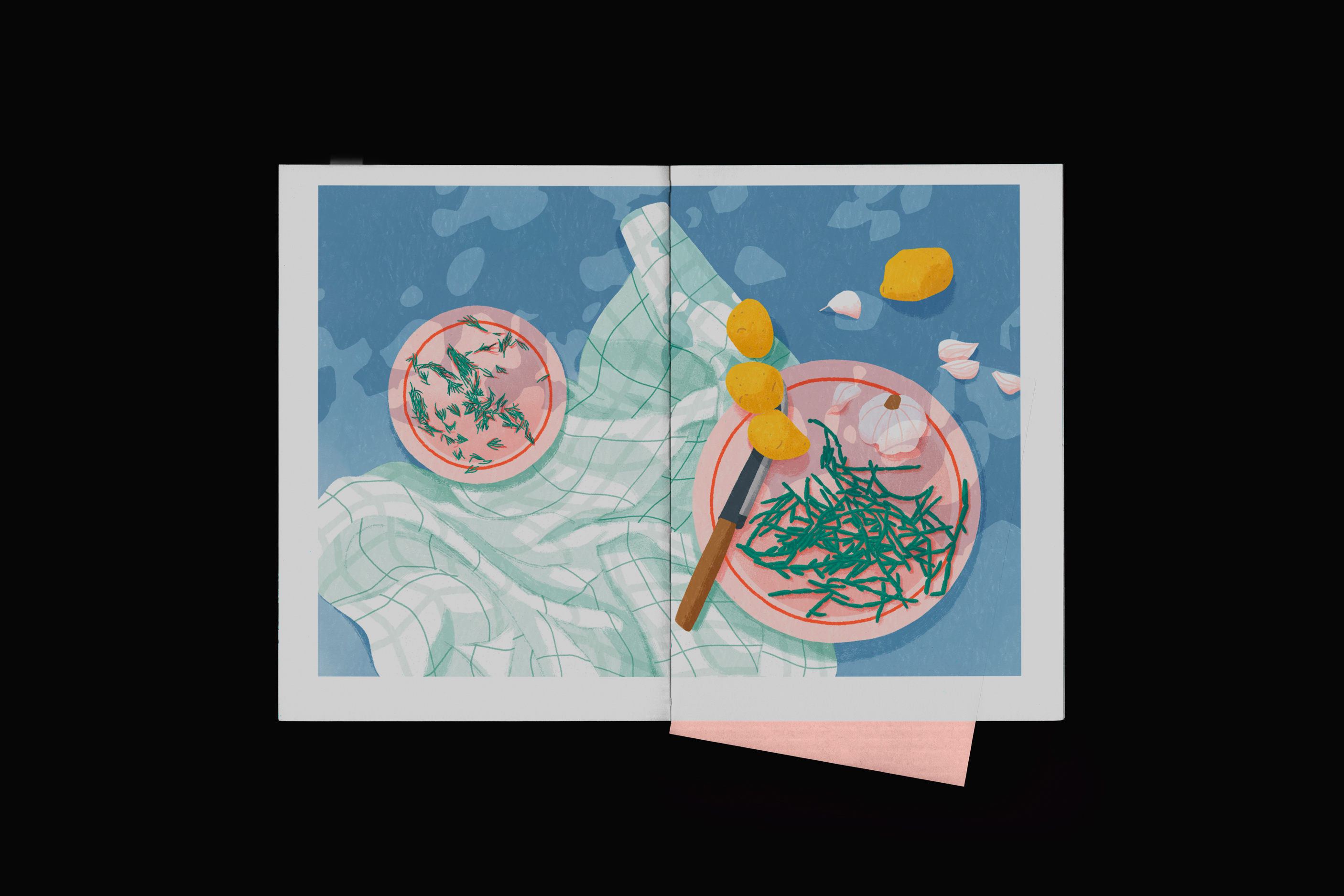 Land & Sea | Discovering Dutch cuisine dinner drawing food illustration print sustainability vega vegetarian