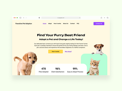 Adopt a Pet Homepage design figma ui ux website