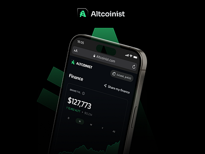 Altcoinist app case study creator app crypto crypto wallet dark app dark mode economy app graph minimal ui nav bar product design sidebar swap wallet web3 web3 app web3 wallet