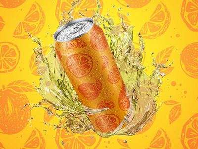 Orange Drink Label Design beverage bright can can design can mockup design drink fruit illustration label label design liquid mockup orange packaging packaging design pattern refreshing vibrant