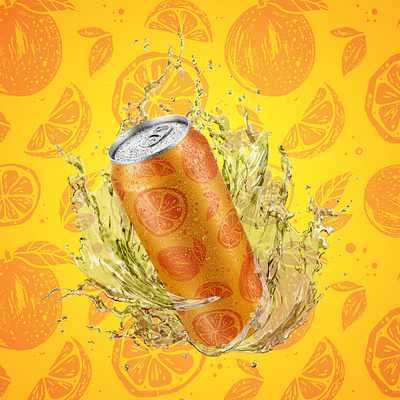 Orange Drink Label Design beverage bright can can design can mockup design drink fruit illustration label label design liquid mockup orange packaging packaging design pattern refreshing vibrant