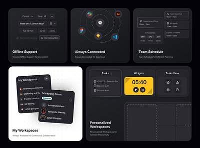 Project Management- Bento Grids bar bento bentogrids card chart dark dashboard grids line mode pie projectmanagement radar ui website