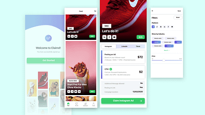 Claimd branding influencers mobile app ui ux