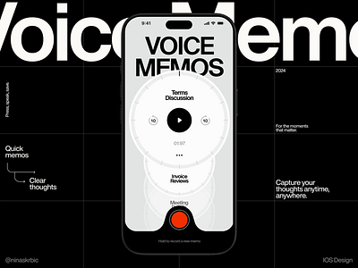 Voice Memos - Mobile App Concept ai chat ai design audio chatbot gpt ios listen mobile mobile app play recording ui ui design ux voice