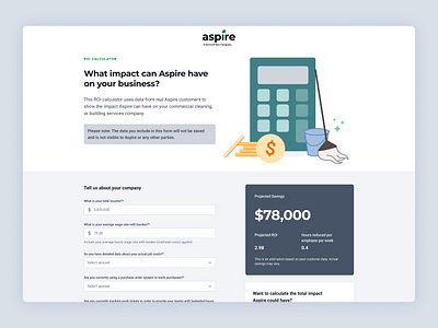 Site Redesign - Aspire ROI Calculator Page Concept branding design graphic design illustration typography ui ux vector web design