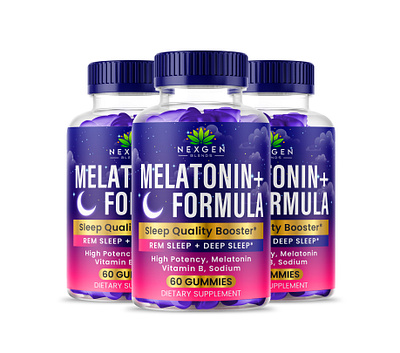 melatonin sleep gummy dietary supplement label design supplement bottle mockup