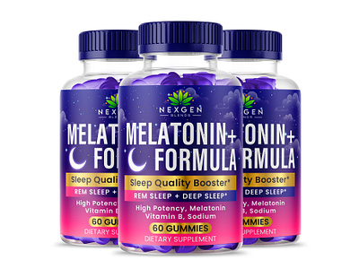 melatonin sleep gummy dietary supplement label design supplement bottle mockup