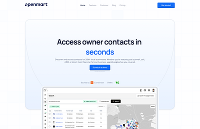 Openmart redesign blue branding design webdesign website design yc