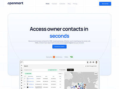 Openmart redesign blue branding design webdesign website design yc