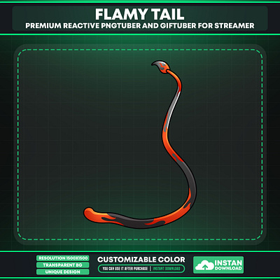 VTuber Accessories - Flamy Tail Accessory for Avatar vtuber styling