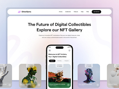 Landing Page Design for NFT Platform clean future of digital landing page mobile app nft website