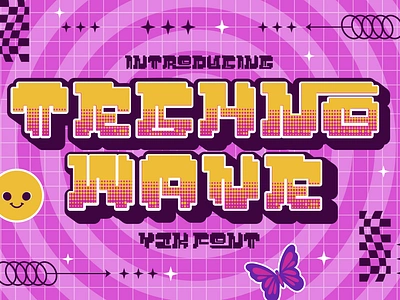 Techno Wave – Y2k Style Font 2000s font bold font branding font creative font display font film futuristic font geometric font illustration logo font modern font movie nostalgic font pixel font poster font retro font sci fi font techno font typography y2k