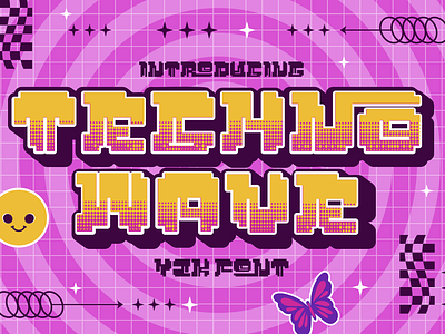 Techno Wave – Y2k Style Font 2000s font bold font branding font creative font display font film futuristic font geometric font illustration logo font modern font movie nostalgic font pixel font poster font retro font sci fi font techno font typography y2k