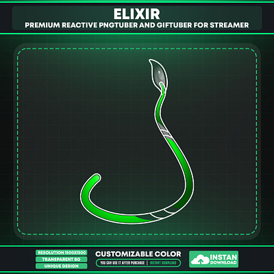 VTuber Accessories - Green Elixir Tail Accessory for Avatar vtuber outfit