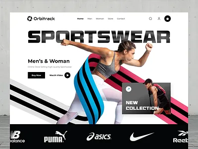 Orbitrack - Sportwear Landing Page apparel calfin danang clean clothes clothing design ecoomerce fashion figma home page minimal modern online shop run running sport sportwear style wear web design