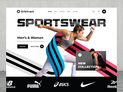 Orbitrack - Sportwear Landing Page apparel calfin clean clothes clothing design ecoomerce fashion home page landing page minimal modern online shop spark pixel sport sportwear style wear web design websites