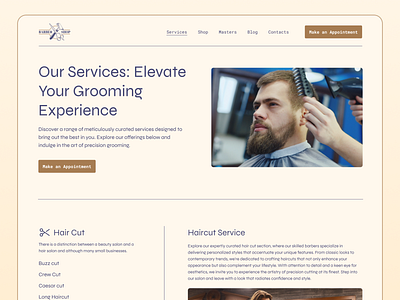 Barber Shop - Service Page Design barber barber shop grooming grooming website hair cut website online shop salon salon website ui ui design user interface design web web design web ui webpage webpage design website website design website ui websites