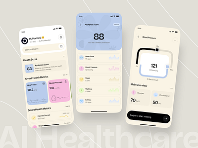 AI Healthcare App ai ai healthcare app diet app doctor app health ai app health app health tracker health ui healthcare app healthcare ui homieslab medical minimal mobile app nutrition app saas tracking app ui virtual care wellness app