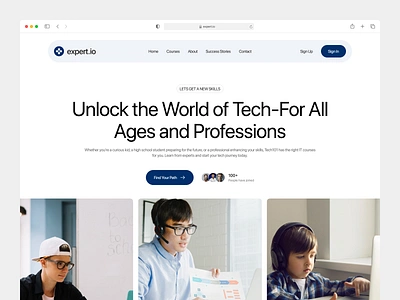 expert.io - Web Exploration barkahlabs clean course edtech elegant exploration header home page landing page learning platform minimalis online class online course online tutoring ui ux web class web design website