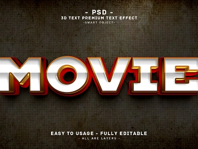 Movie'' Editable PSD Text Effect Style 3d 3d text action action text animation editable text effect effect fx graphic design headline text movie 3d text effect movie text new effect photoshop psd text text effec text effect text style typo ui