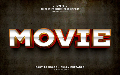 Movie'' Editable PSD Text Effect Style 3d 3d text action action text animation editable text effect effect fx graphic design headline text movie 3d text effect movie text new effect photoshop psd text text effec text effect text style typo ui