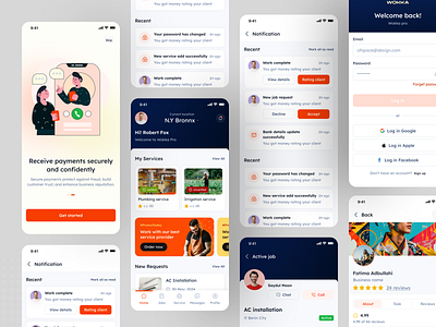 Wokka - On Demand Service Mobile App agency animation app design application booking branding buysell cleaning services design ecommerce interaction design ios mobile app on demand service repairing service app typography ui ui design uiux