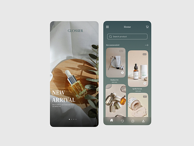 Glossier Skin Care Mobile App branding logo ui
