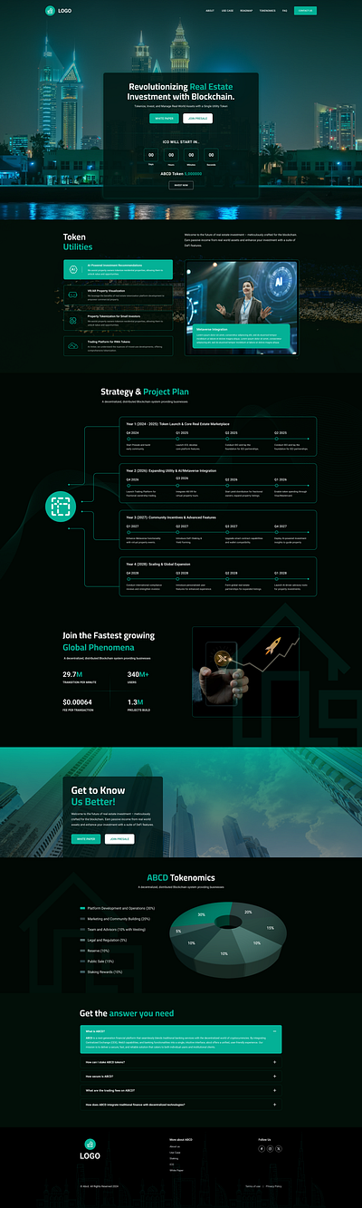 Real Estate - Token Utilities Landing Page branding design graphic design illustration logo typography ui ux vector website design