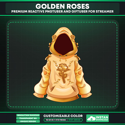 Golden Roses Accessory for Avatar | Vtuber Asset Hoodie gold flower accessory