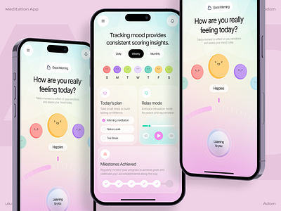 Meditation App app app design app ui health meditation app mental helth positive energy self care ui ux