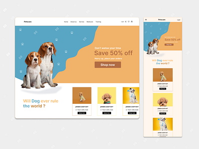 Dog Care Responsive Web design branding ui